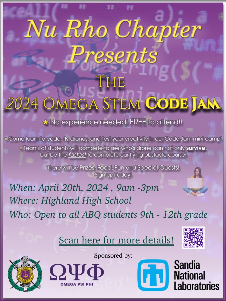 Join the 2024 Nu Rho Chapter Omega STEM Code Jam